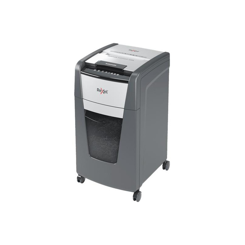 (2020225XEU) REXEL DESTRUCTORA AUTOMÁTICA OPTIMUM AUTO + 225X CORTE PARTÍCULAS P-4 (4X26MM) ANTIATASCO NEGRO