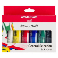 (17820406) TALENS AMSTERDAM STANDARD SERIES SET ACRÍLICOS SELECCIÓN GENERAL TUBO 20ML ESTUCHE 6 UD