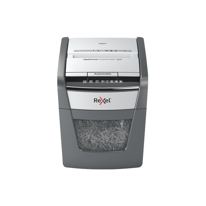(2020050XEU) REXEL DESTRUCTORA AUTOMÁTICA OPTIMUN AUTOFEED + 50X 20L CORTE PARTÍCULAS NEGRO