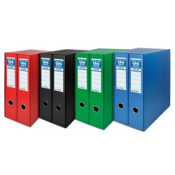 (92324) UNISYSTEM BOX COLOR MÓDULO 2 ARCHIVADORES PALANCA 65MM A4 FORRADOS PP AZUL