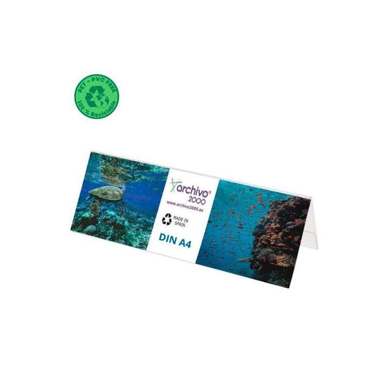 (80404V CS TP) ARCHIVO 2000 PORTANOMBRES DE SOBREMESA FLEXIBLE DIN A4 PET 100% RECICLABLE CRISTAL TRANSPARENTE
