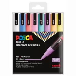 (182634850) POSCA MARCADOR  PC-3M/8C NO PERMANENTE PUNTA FINA 0.9MM-1.3MM COLORES SURTIDOS PASTEL -8U-