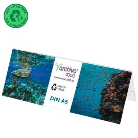 (80405V CS TP) ARCHIVO 2000 PORTANOMBRES DE SOBREMESA FLEXIBLE DIN A5 PET 100% RECICLABLE CRISTAL TRANSPARENTE