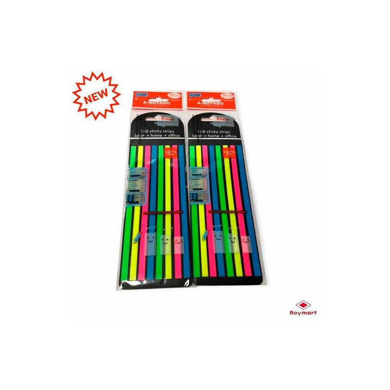 (AB-1352) ROYMART NOTAS SEÑALADORAS DE LÍNEAS ACETATO TRANSPARENTE PACK DE 160 C/SURTIDOS