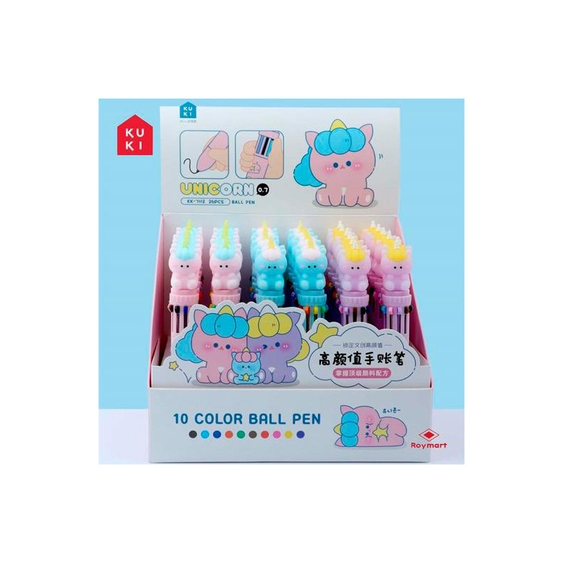 (KK-7113) ROYMART BOLIS DE 10 COLORES UNICORNIOS SURTIDOS EXPOSITOR 36 UD