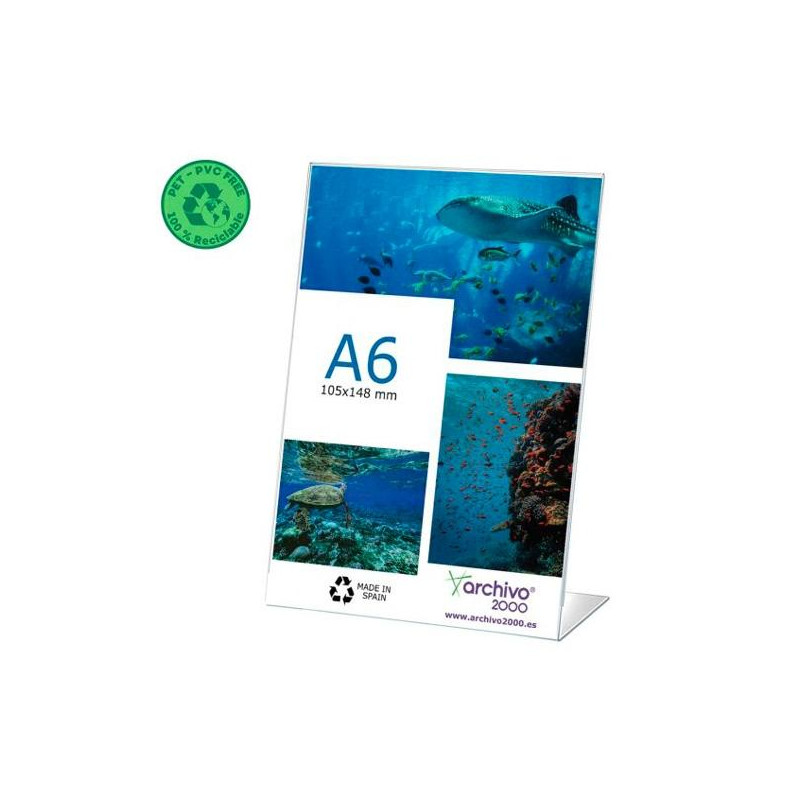 (80906V CS TP) ARCHIVO 2000 EXPOSITOR DE SOBREMESA L FLEXIBLE DIN A6 VERTICAL PET 100% RECICLABLE
