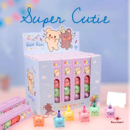 (EKW-004) ROYMART MARCADORES THE BEARS KAWAII SET DE 5 EXPOSITOR DE 24 C/SURTIDOS