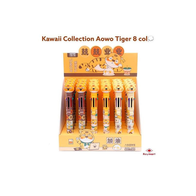 (EZV-2701) ROYMART BOLIS DE 8 COLORES TIGER SURTIDOS EXPOSITOR 24 UD