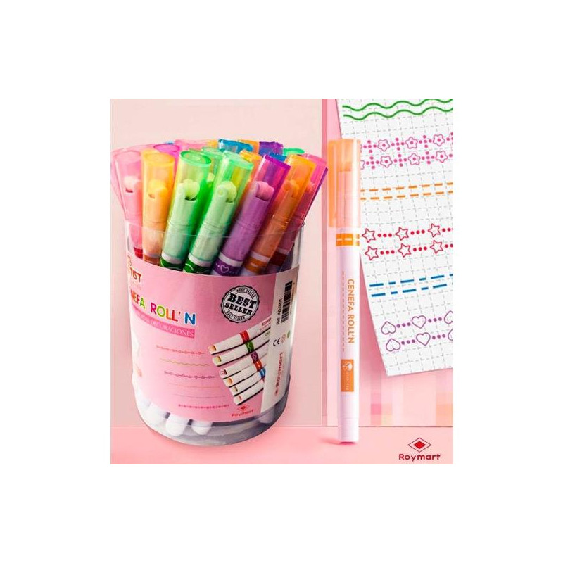 (AB-0201) ROYMART ROTULADORES CENEFA ROLLER 6 MODELOS COLORES SURTIDOS BOTE PVC 36 UD