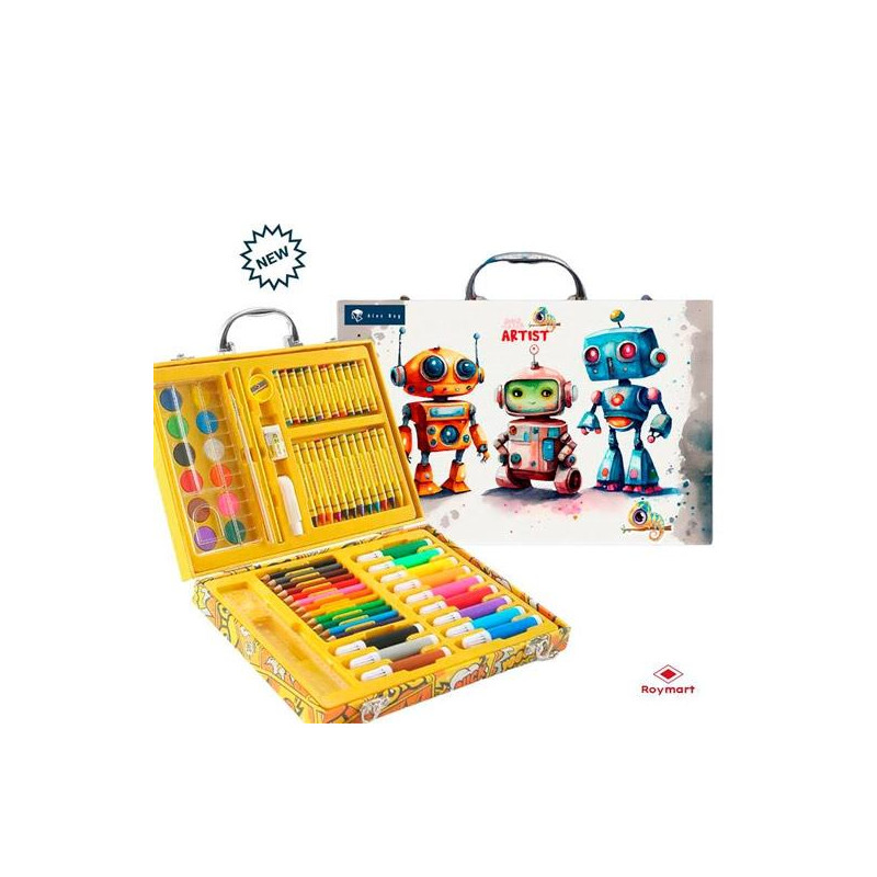 (AB-1051) ROYMART SET ART STUDIO MALETÍN 68 PIEZAS THREE ROBOTS C/SURTIDOS