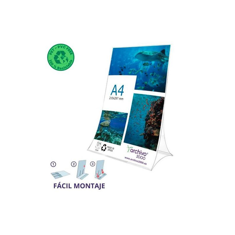 (86304V CS TP) ARCHIVO 2000 EXPOSITOR DE SOBREMESA L FLEXIBLE Y PLEGABLE DIN A4 VERTICAL PET 100% RECICLABLE