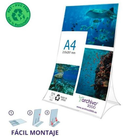 (86304V CS TP) ARCHIVO 2000 EXPOSITOR DE SOBREMESA L FLEXIBLE Y PLEGABLE DIN A4 VERTICAL PET 100% RECICLABLE