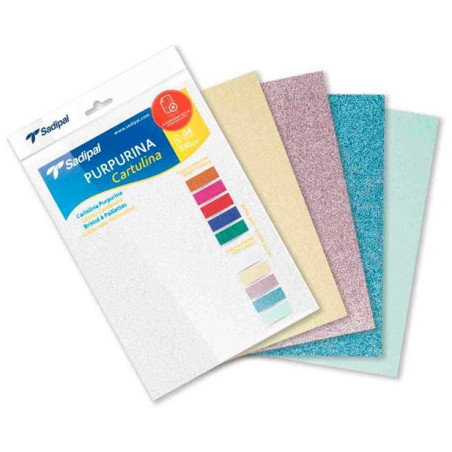 (20315) SADIPAL CARTULINA PURPURINA A4 330GR BLISTER DE 5H C/SURTIDOS PASTEL