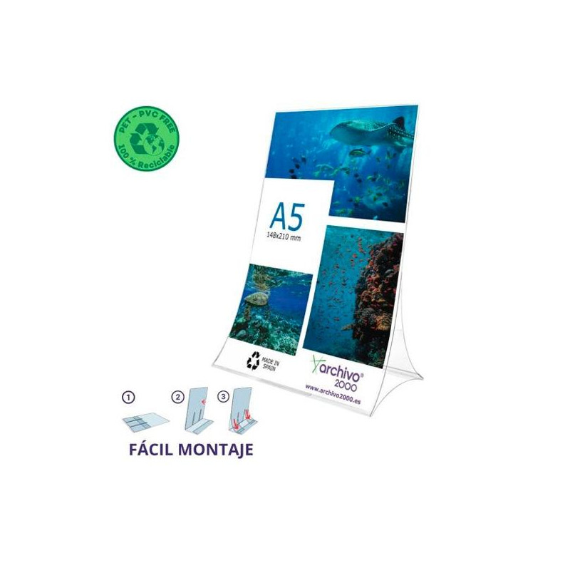 (86305V CS TP) ARCHIVO 2000 EXPOSITOR DE SOBREMESA L FLEXIBLE Y PLEGABLE DIN A5 VERTICAL PET 100% RECICLABLE