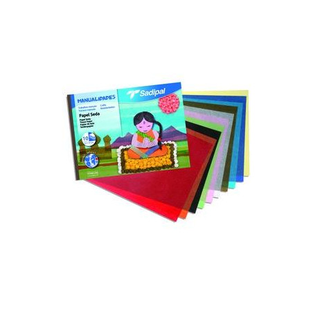 (S0400005) SADIPAL BLOC DE MANUALIDADES PAPEL SEDA 10 HOJAS 32X24 CM COLORES SURTIDOS