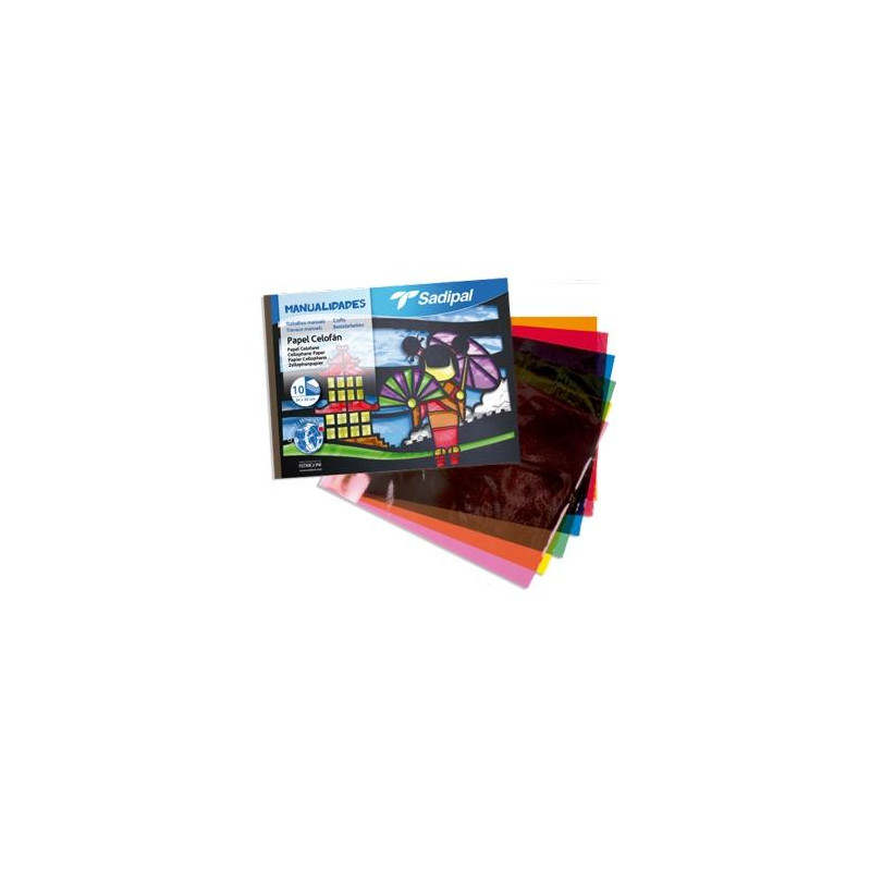 (S0400006) SADIPAL BLOC DE MANUALIDADES PAPEL CELOFÁN 10 HOJAS 32X24CM COLORES SURTIDOS