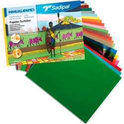 (S0400001) SADIPAL PAPELES SURTIDOS PARA MANUALIDADES 32X24CM PACK 42 HOJAS COLORES