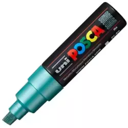 (300749000) POSCA MARCADOR  PC-8K NO PERMANENTE PUNTA BISELADA 8.0MM VERDE METÁLICO