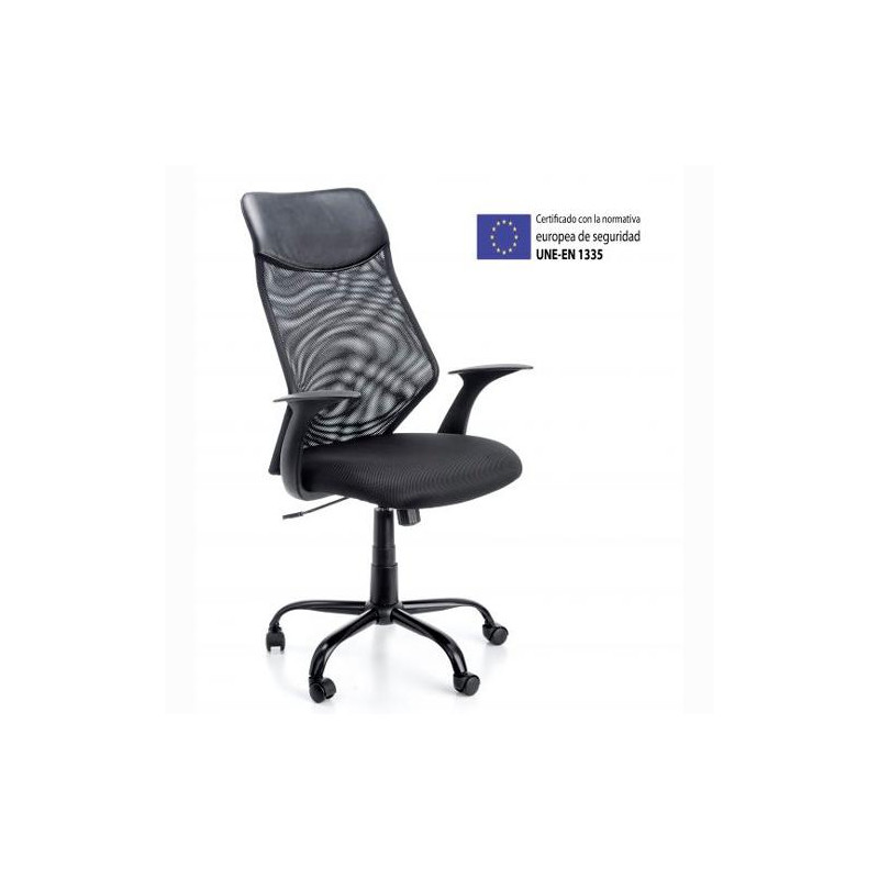 (6492 NE) ARCHIVO 2000 SILLA OPERATIVA PINTAFONTES MECANISMO SINCRONIZADO  RESPALDO ERGONOMICO NEGRO