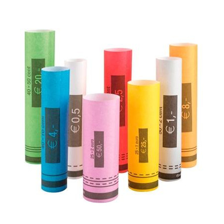 (151-0660) SAFESCAN ROLLO DE PAPEL PARA MONEDAS DE EURO PACK DE 10 ROLLOS POR MONEDA (102 ROLLOS)