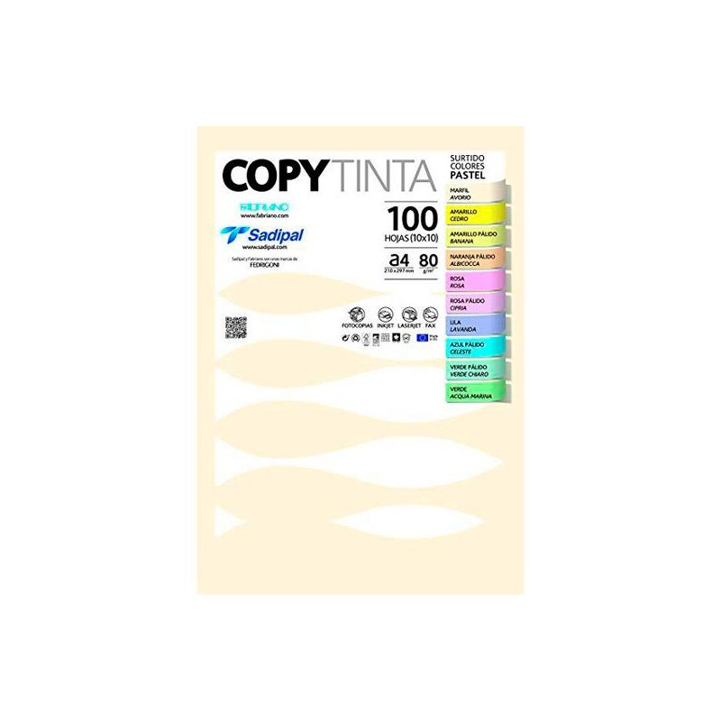 (11302) SADIPAL PAPEL COPYTINTA A4 80GR INKJET/LÁSER PAQUETE 100H COLORES SURTIDOS PASTEL
