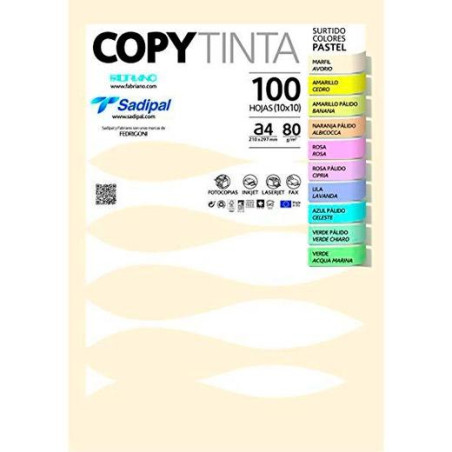 (11302) SADIPAL PAPEL COPYTINTA A4 80GR INKJET/LÁSER PAQUETE 100H COLORES SURTIDOS PASTEL