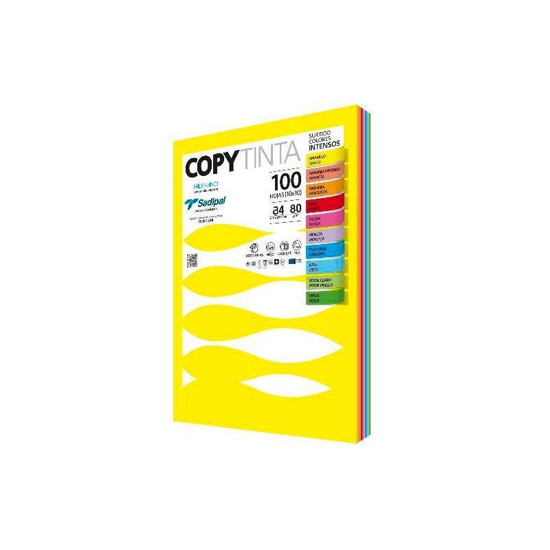 (11303) SADIPAL PAPEL COPYTINTA A4 80GR INKJET/LÁSER PAQUETE 100H COLORES SURTIDOS INTENSOS