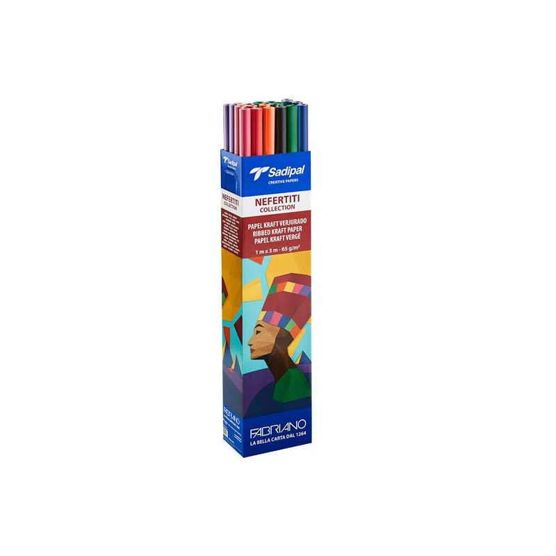 (S0310006/310011) SADIPAL CAJA EXPOSITORA 30 ROLLOS PAPEL KRAFT VERJURADO 65GR 1X3M NEFERTITI COLLECTION NUEVO SURTIDO
