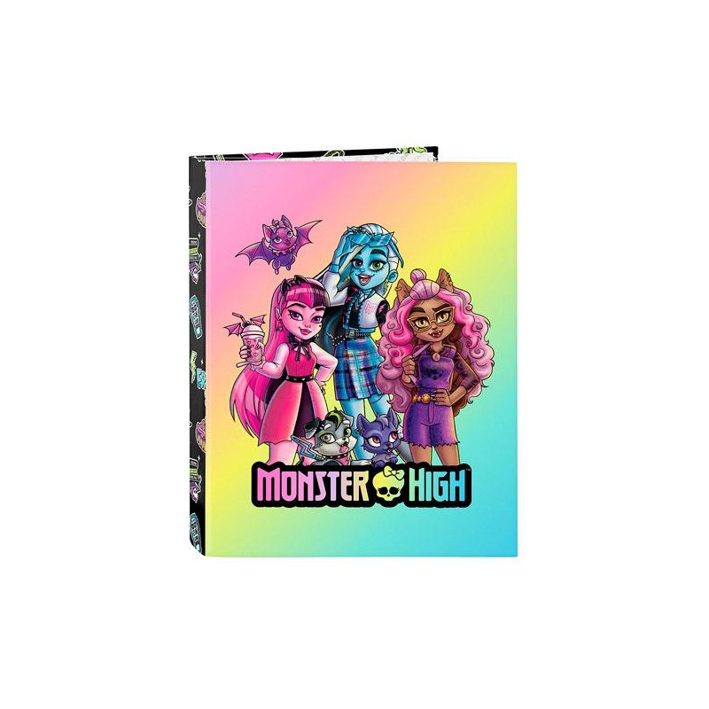 (512398067) SAFTA CARPETA FOLIO ANILLAS MIXTAS 4X25MM MONSTER HIGH "CREEP"
