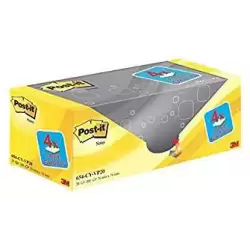 (7100199991) POST-IT BLOC NOTAS 654 100H 76X76 CANARY YELLOW (NO ENCELOFANADOS) PAQUETE 16 UD + 4 UD GRATIS