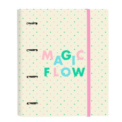 (512355666) SAFTA CARPETA DE ANILLAS 4X35MM C/RECAMBIO 100H A4 T/DURAS CIERRE C/GOMA GLOWLAB "MAGIC FLOW"