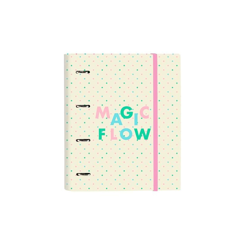 (512355666) SAFTA CARPETA DE ANILLAS 4X35MM C/RECAMBIO 100H A4 T/DURAS CIERRE C/GOMA GLOWLAB "MAGIC FLOW"