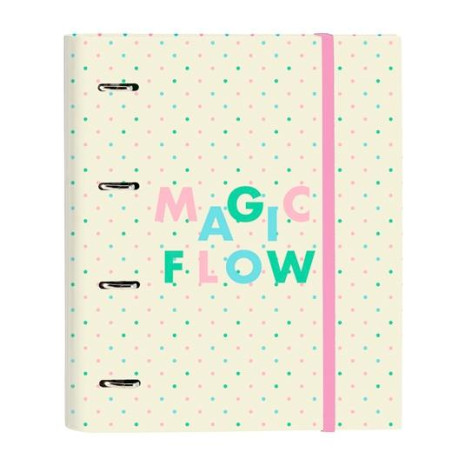 (512355666) SAFTA CARPETA DE ANILLAS 4X35MM C/RECAMBIO 100H A4 T/DURAS CIERRE C/GOMA GLOWLAB "MAGIC FLOW"