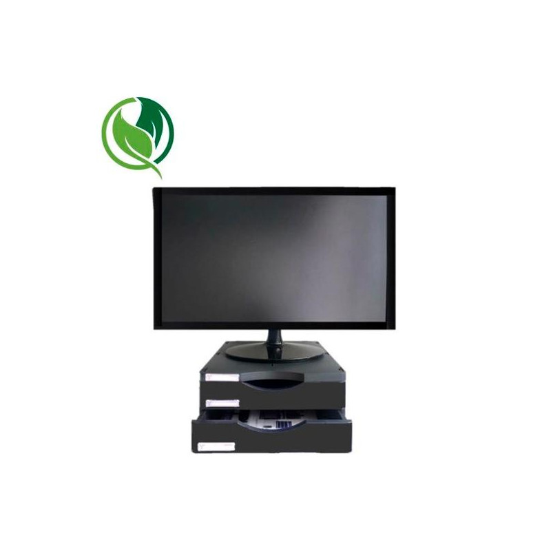 (6611M1 NE) ARCHIVO 2000 SOPORTE MONITOR ERGOSOSTENIBLE CON 2 CAJONES NEGRO