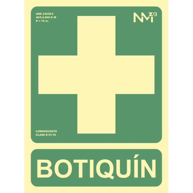 (6170-05H VE) ARCHIVO 2000 SEÑAL "BOTIQUÍN" 224X300 PVC VERDE