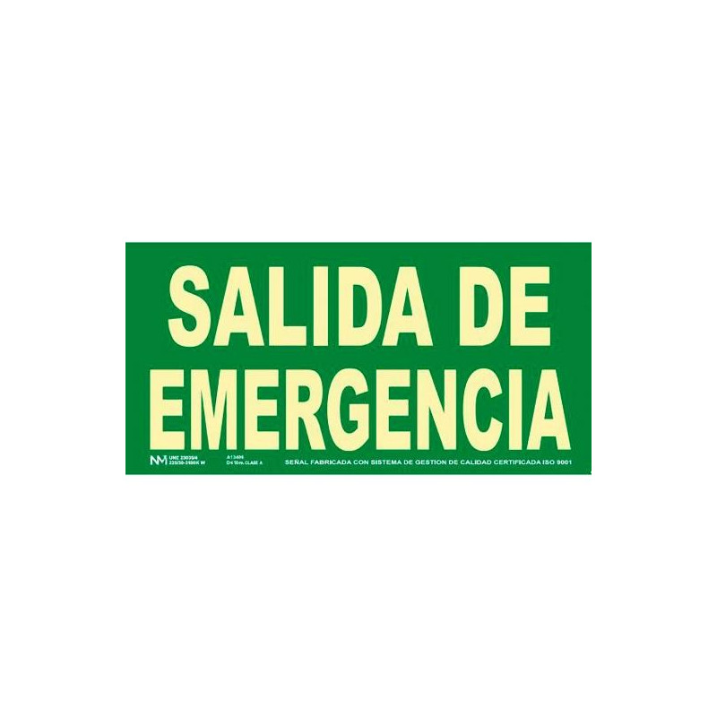 (6170-15H VE) ARCHIVO 2000 SEÑAL "SALIDA DE EMERGENCIA" 320X160MM PVC 700 MICRAS VERDE