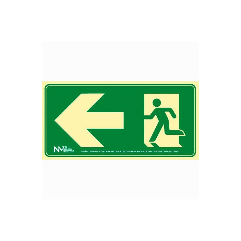 (6170-17H VE) ARCHIVO 2000 SEÑAL "SALIDA DE EMERGENCIA IZQUIERDA" 160X320 PVC VERDE