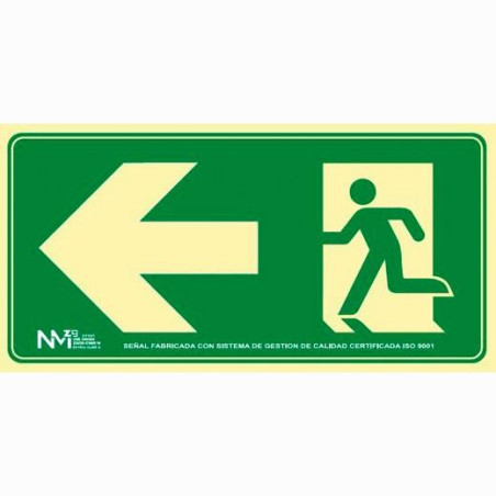 (6170-17H VE) ARCHIVO 2000 SEÑAL "SALIDA DE EMERGENCIA IZQUIERDA" 160X320 PVC VERDE