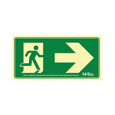 (6170-16H VE) ARCHIVO 2000 SEÑAL "SALIDA DE EMERGENCIA DERECHA" 160X320 PVC VERDE