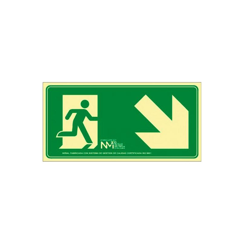 (6170-18H VE) ARCHIVO 2000 SEÑAL "EVACUAR ESCALERA ABAJO DERECHA" 320X160MM PP 700 MICRAS VERDE