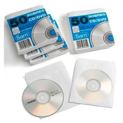 (664897) SAM SOBRE OFFSET BLANCO 90 GR. ENGOMADO AUTOADHESIVO 125X125 PARA CDS/DVD 50 SOBRES