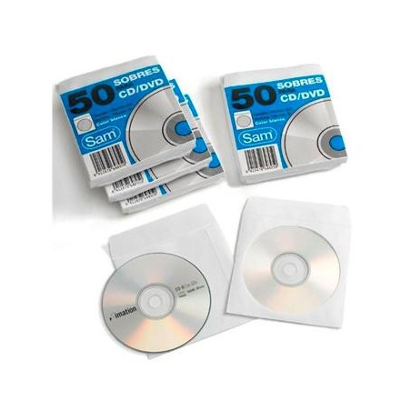 (664897) SAM SOBRE OFFSET BLANCO 90 GR. ENGOMADO AUTOADHESIVO 125X125 PARA CDS/DVD 50 SOBRES