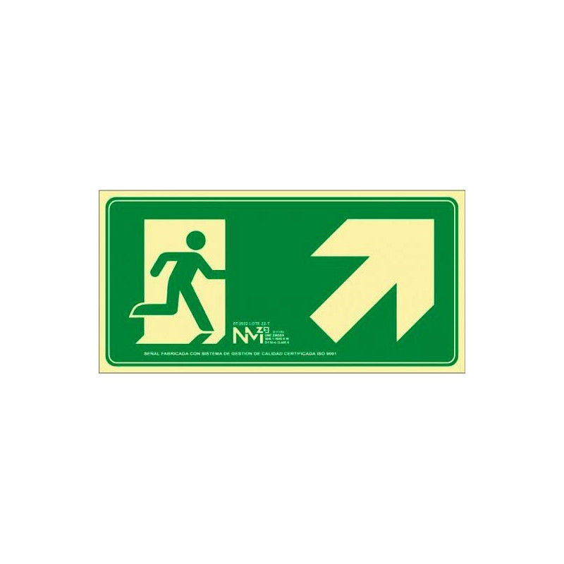 (6170-20H VE) ARCHIVO 2000 SEÑAL "EVACUAR ESCALERA ARRIBA DERECHA" 320X160MM PP 700 MICRAS VERDE