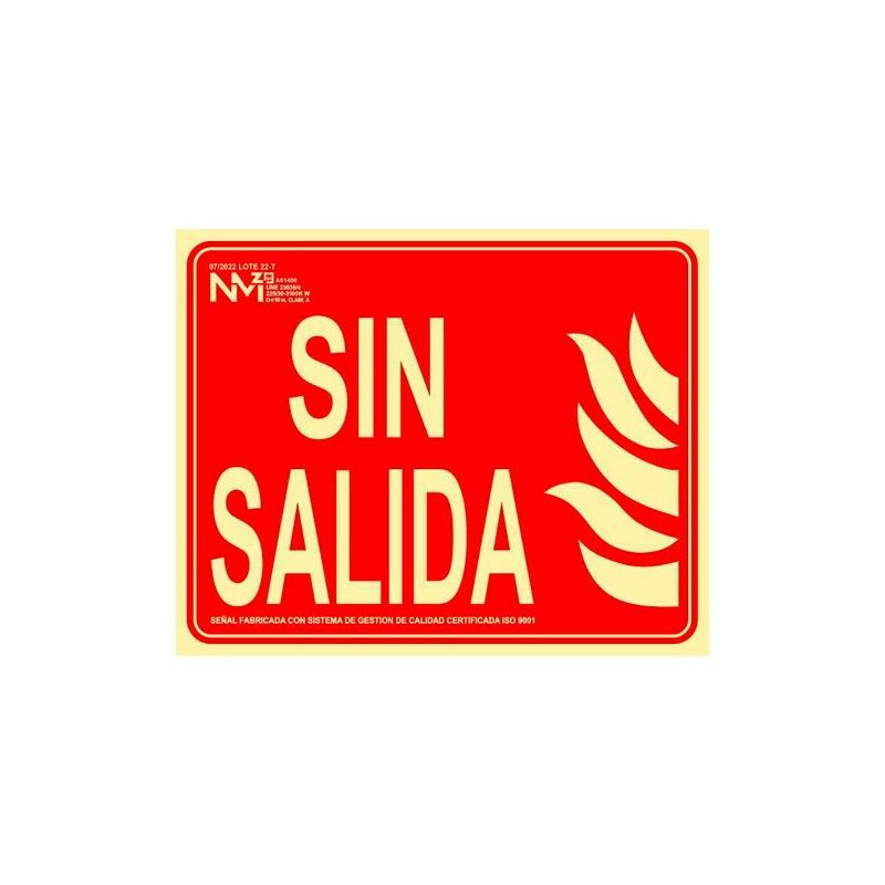 (6171-06H RJ) ARCHIVO 2000 SEÑAL DE INCENDIO "SIN SALIDA" 210X250MM PP ROJO