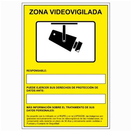 (6172-09 AM) ARCHIVO 2000 SEÑAL "CÁMARAS DE VIGILANCIA EN GRABACIÓN LAS 24 HORAS" 210X297 PVC AMARILLO