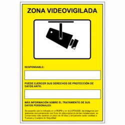 (6172-09 AM) ARCHIVO 2000 SEÑAL "CÁMARAS DE VIGILANCIA EN GRABACIÓN LAS 24 HORAS" 210X297 PVC AMARILLO