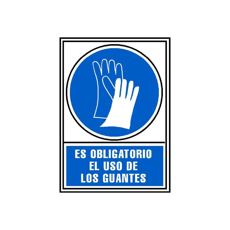 (6173-03AZ) ARCHIVO 2000 SEÑAL "OBLIGATORIO USO DE GUANTES" 210X297 PVC AZUL Y BLANCO