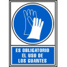 (6173-03AZ) ARCHIVO 2000 SEÑAL "OBLIGATORIO USO DE GUANTES" 210X297 PVC AZUL Y BLANCO