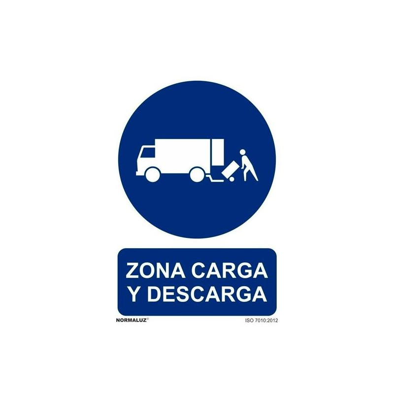 (6173-17 AZ) ARCHIVO 2000 SEÑAL DE AVISO "ZONA DE CARGA Y DESCARGA" 210X300MM PP AZUL/BLANCO