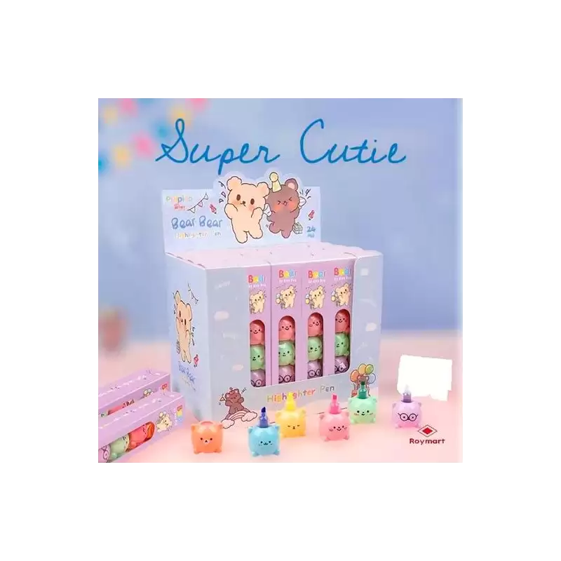(EKW-004) ROYMART MARCADORES THE BEARS KAWAII SET DE 5 EXPOSITOR DE 24 C/SURTIDOS